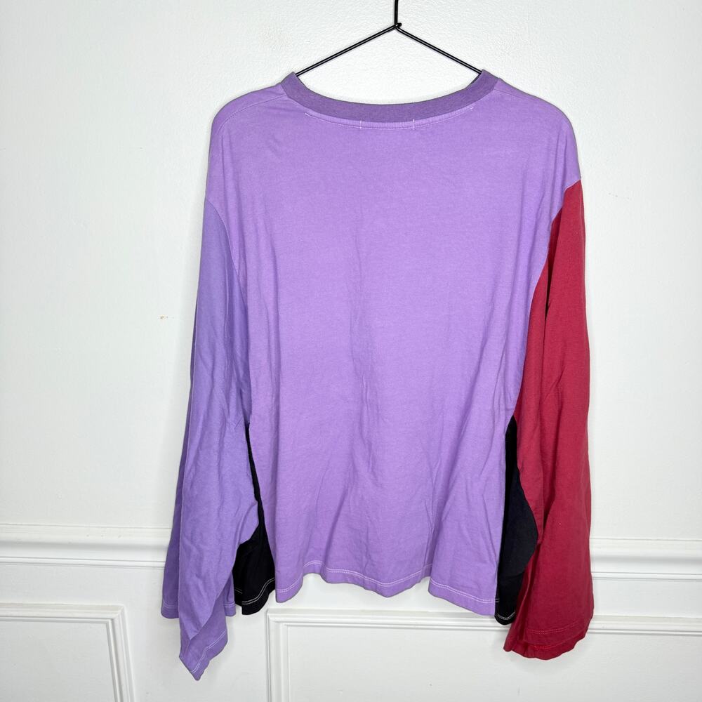 SJYP Purple Burgundy Black Colorblock Oversized Shirt Womens Medium - Picture 5 of 5